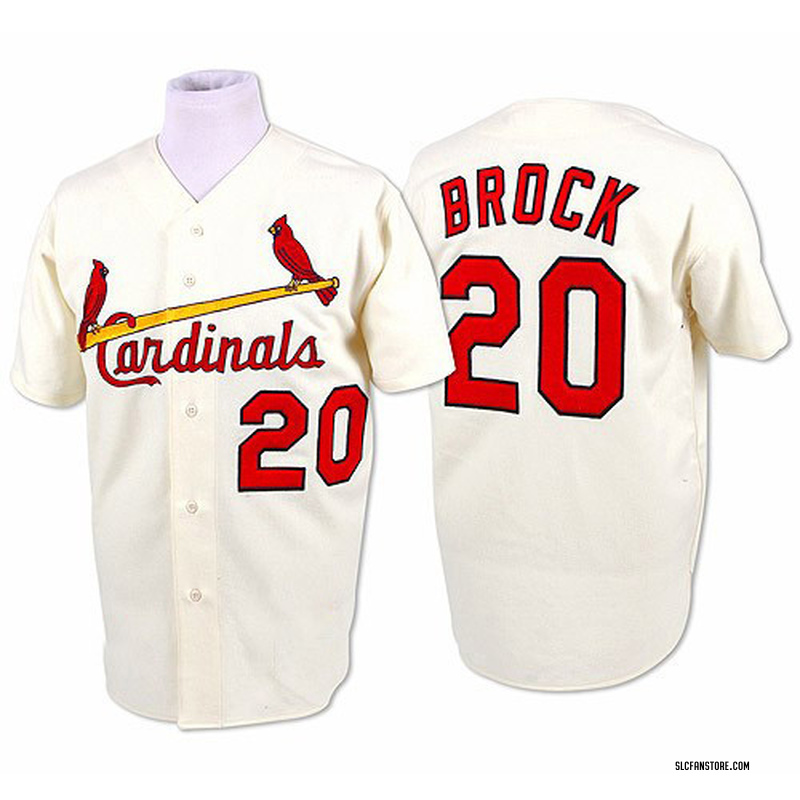 Authentic Lou Brock Men&#39;s St. Louis Cardinals Cream Throwback Jersey